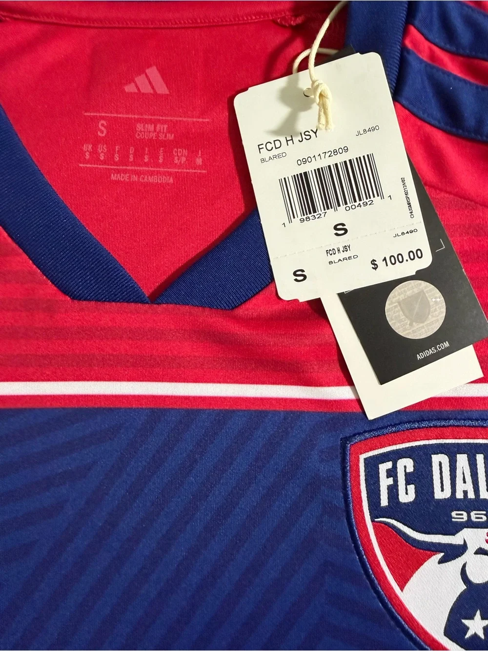 Adidas FC Dallas Home Soccer Jersey Adult Small Slim Fit NWT MLS